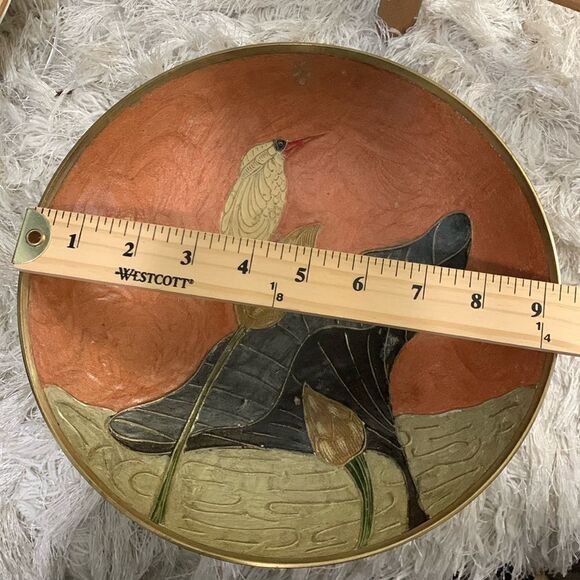 Vintage Kingfisher Enamel & Brass Bird Dish Decor Made In India - Picture 16 of 17